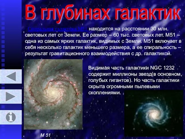В глубинах галактик Спиральная галактика М51 находится на расстоянии 30 млн. световых