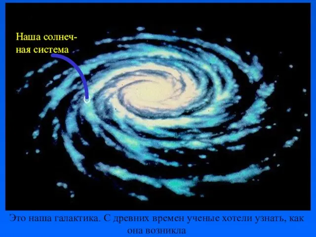 Это наша галактика. С древних времен ученые хотели узнать, как она возникла Наша солнеч- ная система.