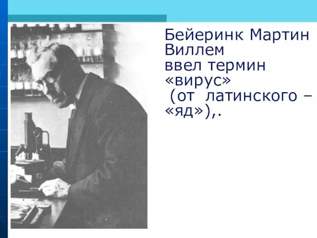 Бейеринк Мартин Виллем ввел термин «вирус» (от латинского – «яд»),.