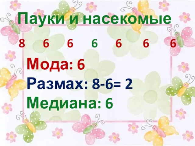 Пауки и насекомые 8 6 6 6 6 6 6 Мода: 6