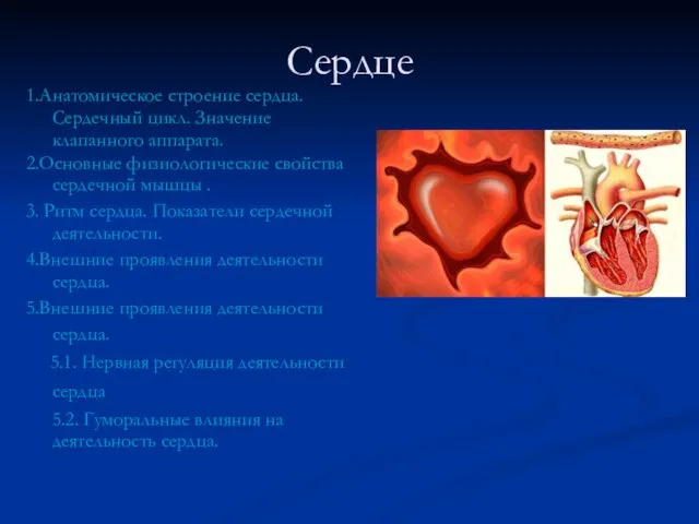 Сердце 1.Анатомическое строение сердца. Сердечный цикл. Значение клапанного аппарата. 2.Основные физиологические свойства