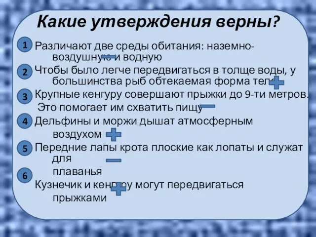 Различают две среды обитания: наземно-воздушную и водную Чтобы было легче передвигаться в