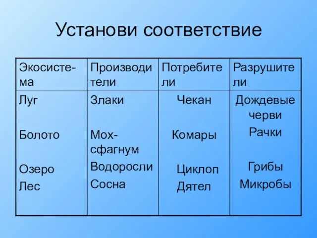 Установи соответствие