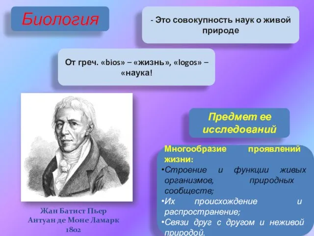 Биология - Это совокупность наук о живой природе От греч. «bios» –