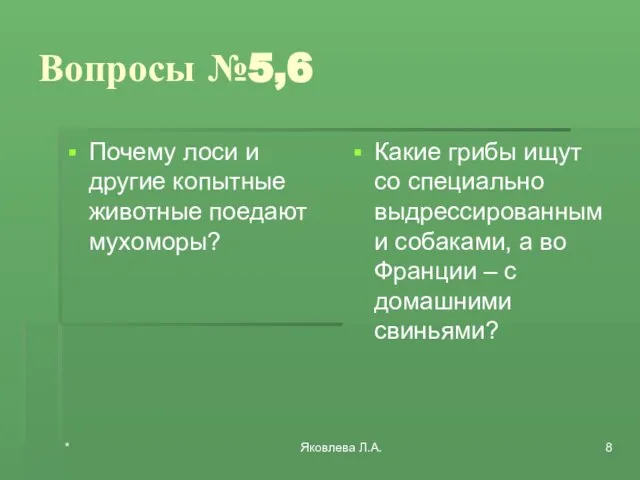 * Яковлева Л.А. Вопросы №5,6 Почему лоси и другие копытные животные поедают