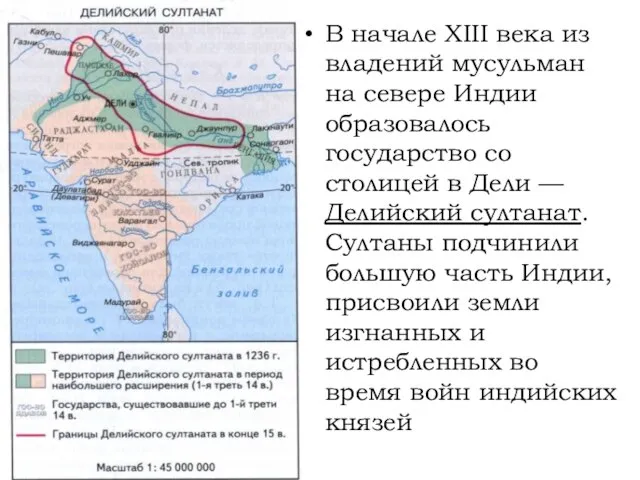 В начале XIII века из владений мусульман на севере Индии образовалось государство