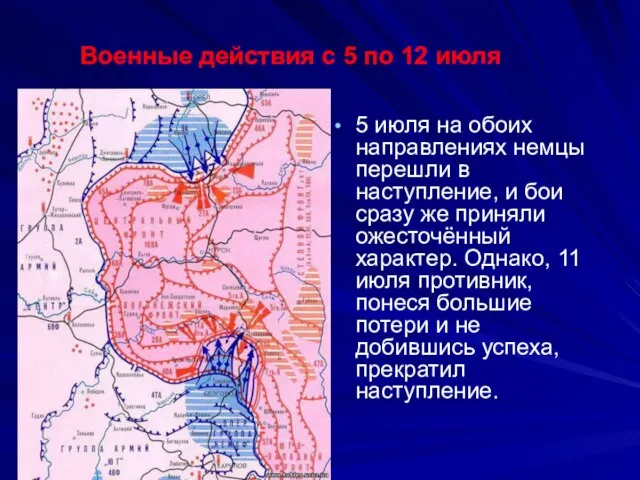 5 июля на обоих направлениях немцы перешли в наступление, и бои сразу