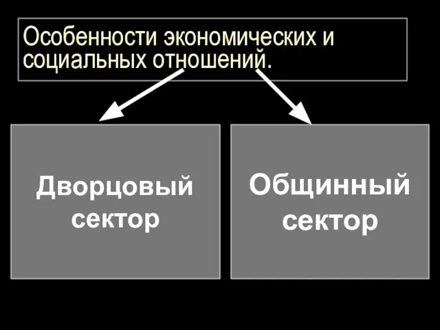 Особенности экономических и социальных отношений. Дворцовый сектор Общинный сектор