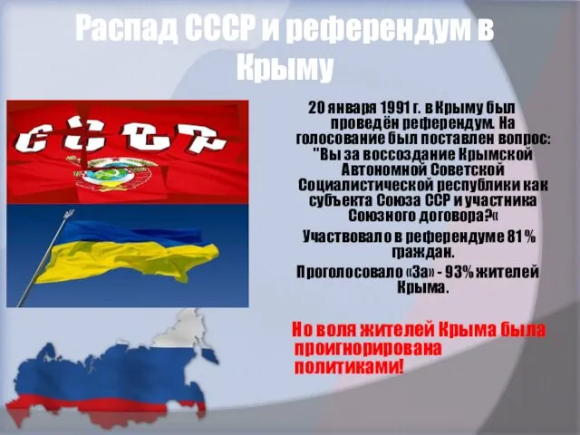 Распад СССР и референдум в Крыму 20 января 1991 г. в Крыму