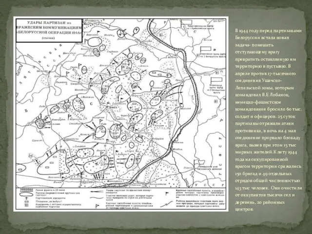 В 1944 году перед партизанами Белоруссии встала новая задача- помешать отступающему врагу