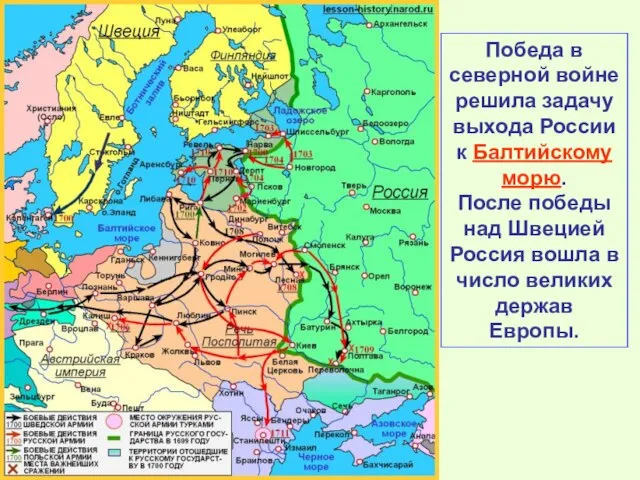 Победа в северной войне решила задачу выхода России к Балтийскому морю. После