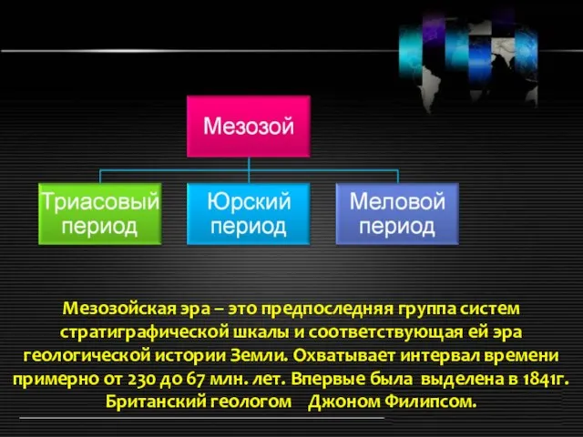 Мезозойская эра – это предпоследняя группа систем стратиграфической шкалы и соответствующая ей