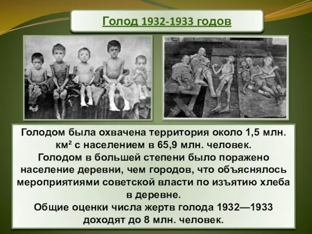 Голодом была охвачена территория около 1,5 млн. км² с населением в 65,9