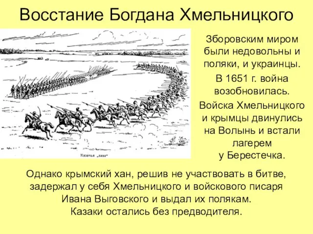 Восстание Богдана Хмельницкого Зборовским миром были недовольны и поляки, и украинцы. В