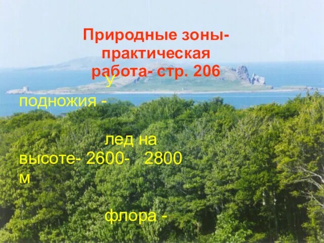 Природные зоны- практическая работа- стр. 206 У подножия - лед на высоте-