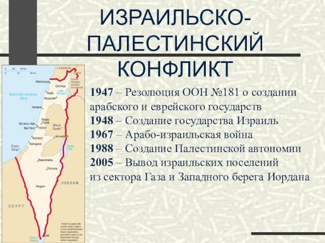 ИЗРАИЛЬСКО-ПАЛЕСТИНСКИЙ КОНФЛИКТ 1947 – Резолюция ООН №181 о создании арабского и еврейского