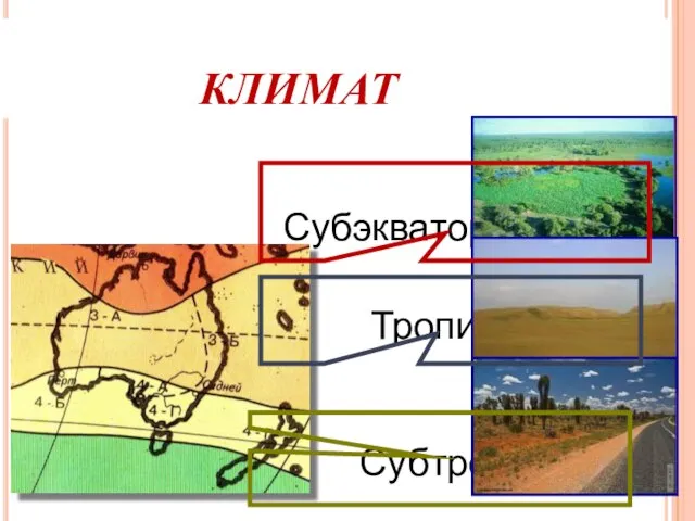 КЛИМАТ Субэкваториальный Тропический Субтропический