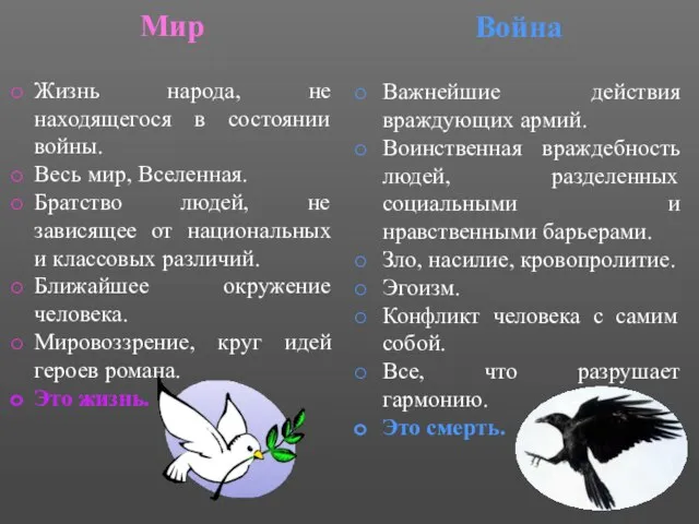 Мир Жизнь народа, не находящегося в состоянии войны. Весь мир, Вселенная. Братство