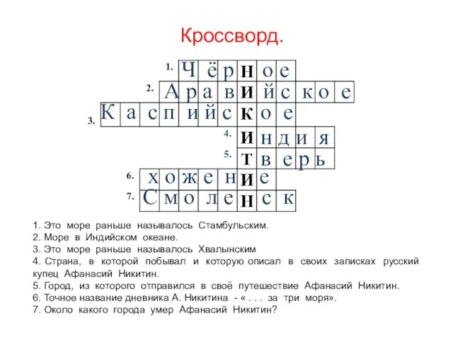 1. Это море раньше называлось Стамбульским. 2. Море в Индийском океане. 3.