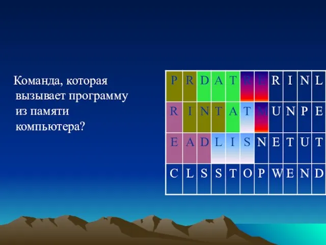 Команда, которая вызывает программу из памяти компьютера?