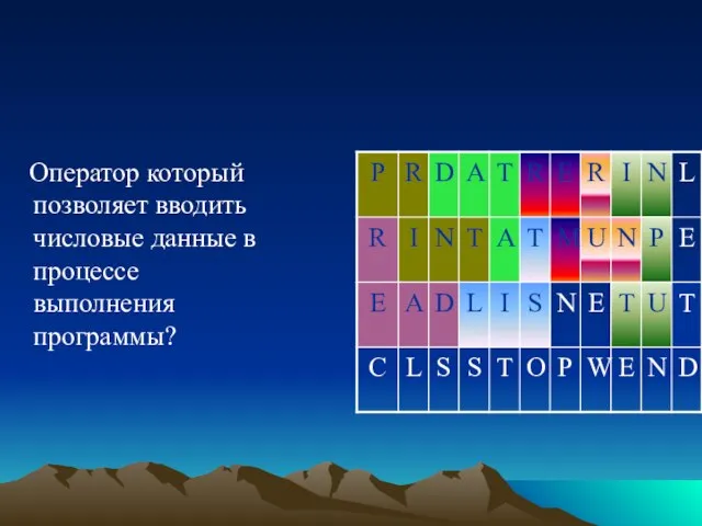 Оператор который позволяет вводить числовые данные в процессе выполнения программы?