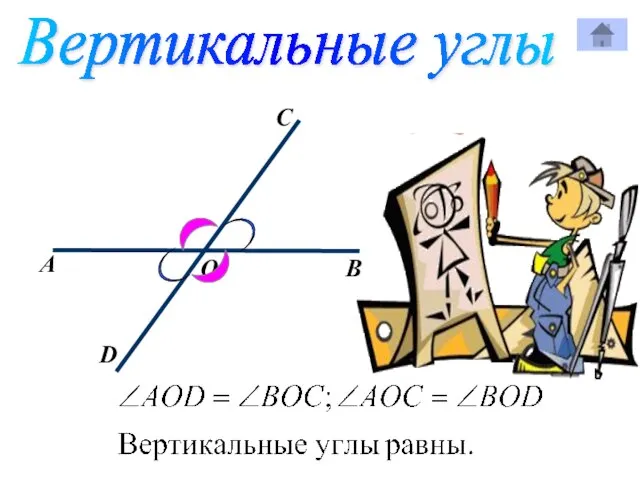 В А О C D Вертикальные углы