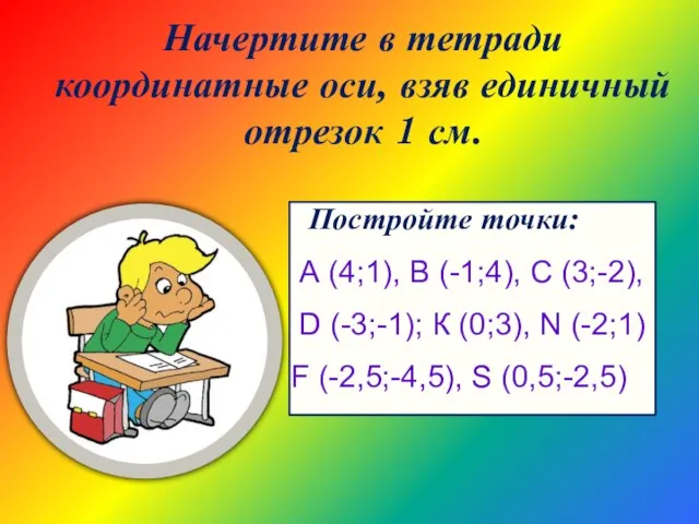 Постройте точки: А (4;1), В (-1;4), С (3;-2), D (-3;-1); К (0;3),