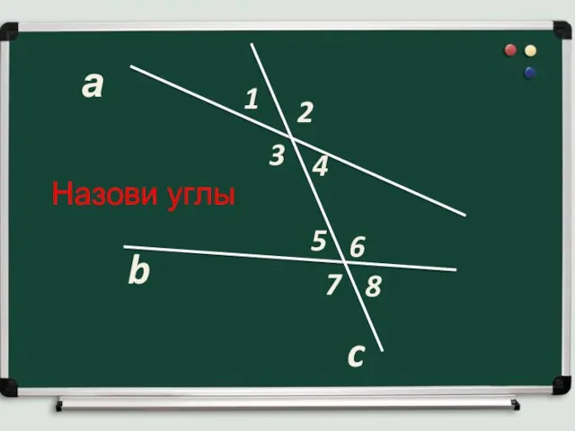 а b c 1 2 8 7 6 5 4 3 Назови углы