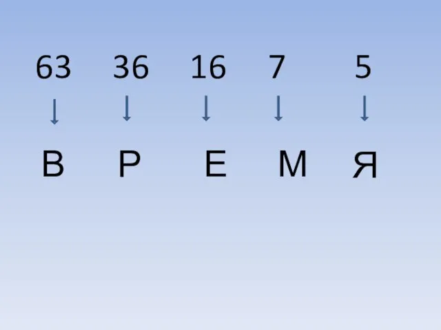 63 36 16 7 5 В Р Е М Я