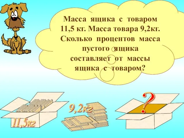 11,5кг 9,2кг ? Масса ящика с товаром 11,5 кг. Масса товара 9,2кг.