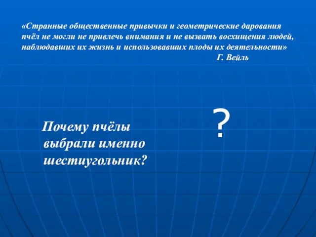 «Странные общественные привычки и геометрические дарования пчёл не могли не привлечь внимания