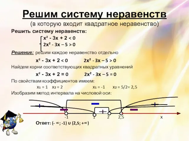 Решить систему неравенств: х² - 3х + 2 2х² - 3х –