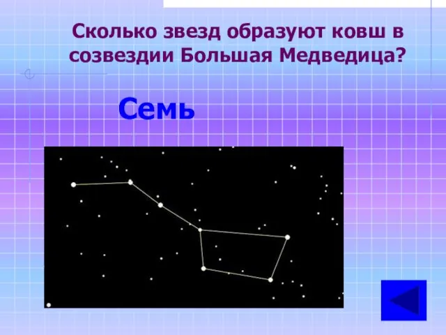 Сколько звезд образуют ковш в созвездии Большая Медведица? Семь