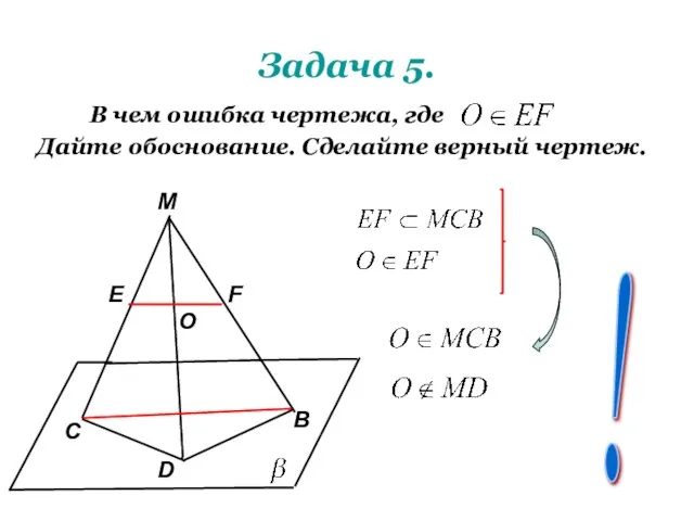 Задача 5. В чем ошибка чертежа, где Дайте обоснование. Сделайте верный чертеж.