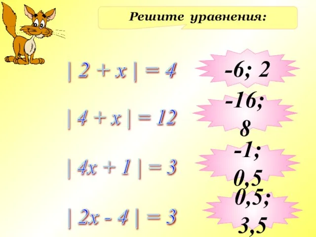 Решите уравнения: | 2 + x | = 4 | 4 +