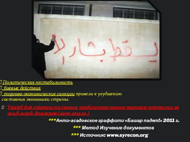 Ущерб для страны,по самым приблизительным оценкам перевалил за 202,6 млрд. долларов (2010-2015