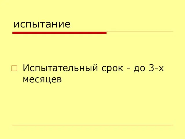 испытание Испытательный срок - до 3-х месяцев