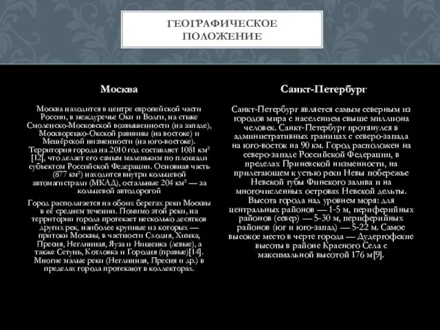 Москва находится в центре европейской части России, в междуречье Оки и Волги,