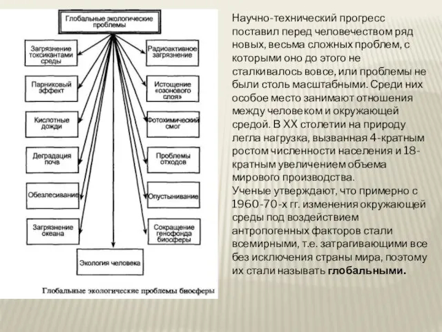 Научно-технический прогресс поставил перед человечеством ряд новых, весьма сложных проблем, с которыми