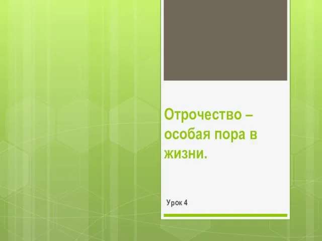 Презентация на тему Отрочество-особая пора в жизни