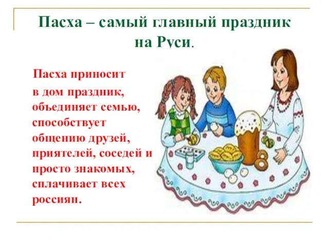 Пасха – самый главный праздник на Руси. Пасха приносит в дом праздник,