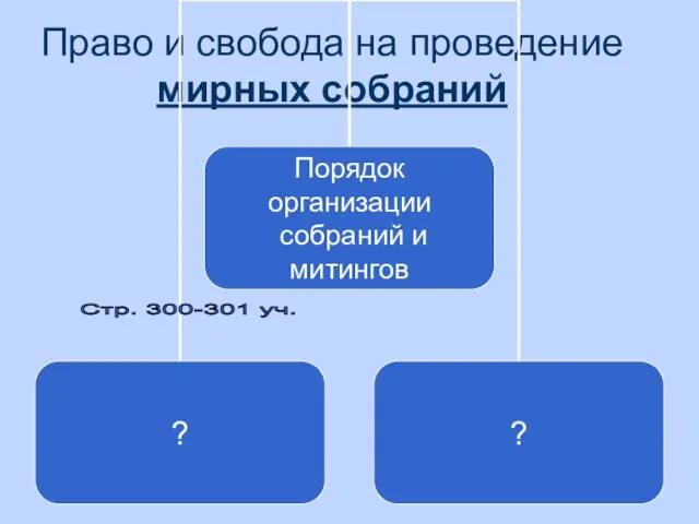 Право и свобода на проведение мирных собраний Стр. 300-301 уч.