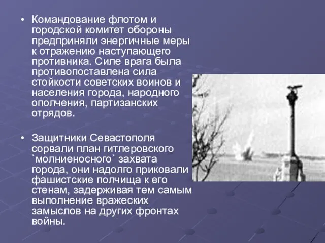 Командование флотом и городской комитет обороны предприняли энергичные меры к отражению наступающего