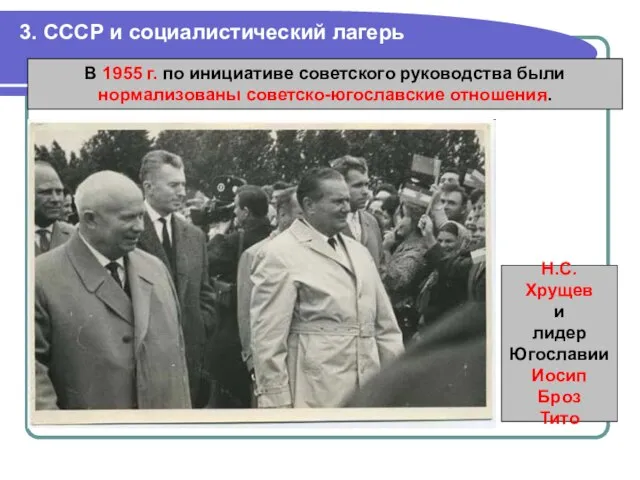 3. СССР и социалистический лагерь В 1955 г. по инициативе советского руководства