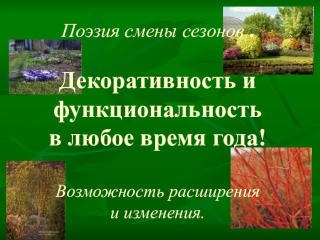 Поэзия смены сезонов . Декоративность и функциональность в любое время года! Возможность расширения и изменения.