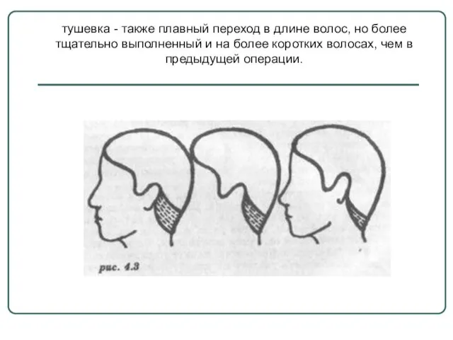 тушевка - также плавный переход в длине волос, но более тщательно выполненный