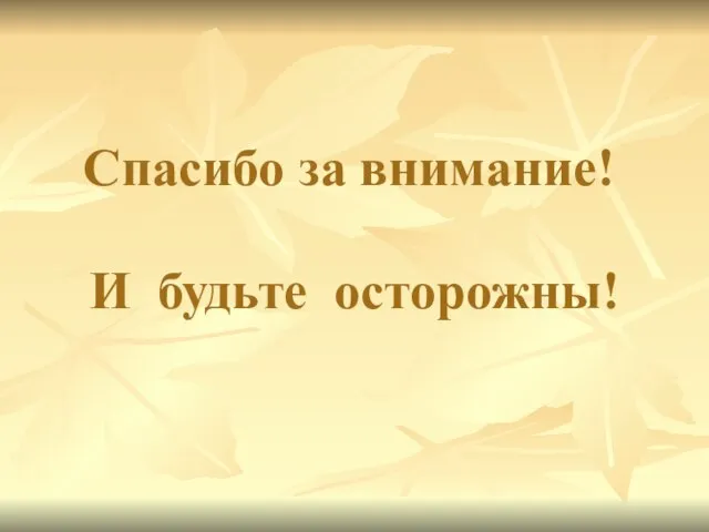 Спасибо за внимание! И будьте осторожны!