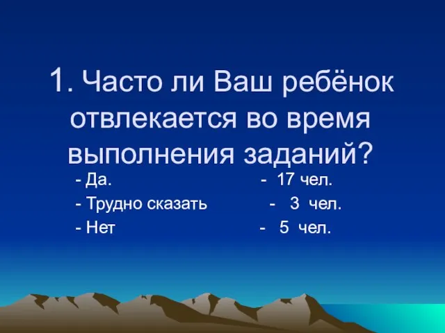 1. Часто ли Ваш ребёнок отвлекается во время выполнения заданий? - Да.