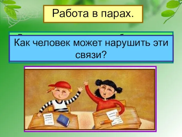 Работа в парах. Рассмотрите рисунки в учебнике на стр.55, приведите примеры связей