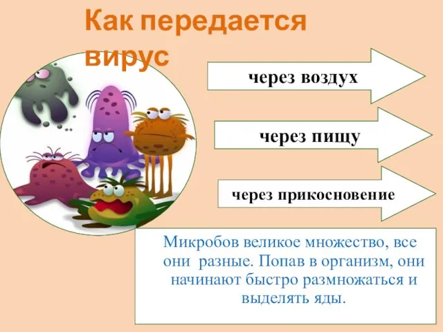 Микробов великое множество, все они разные. Попав в организм, они начинают быстро